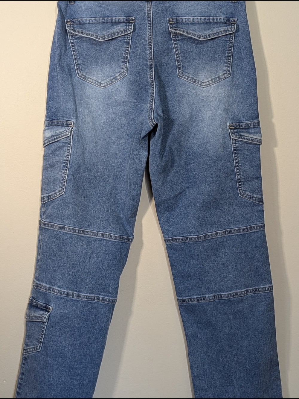 Elite Jeans Cargo Straight Jeans Women Size 9/29 Blue Utility Pocket Mid Rise - Picture 8 of 14